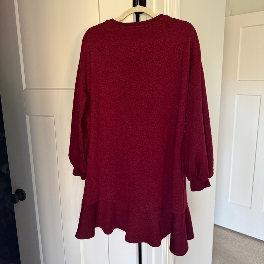 Anthropologie Mare Mare Odila Maroon Textured Knit long sleeve dress tunic - Picture 7 of 7
